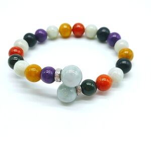 Vintage HSN Mixed Jadeite Beaded Bangle Bracelet